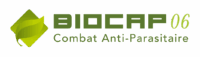 Logo BIOCAP 06 Combat Anti-Parasitaire vert avec feuille sur losange, expert en traitement antiparasites naturel.